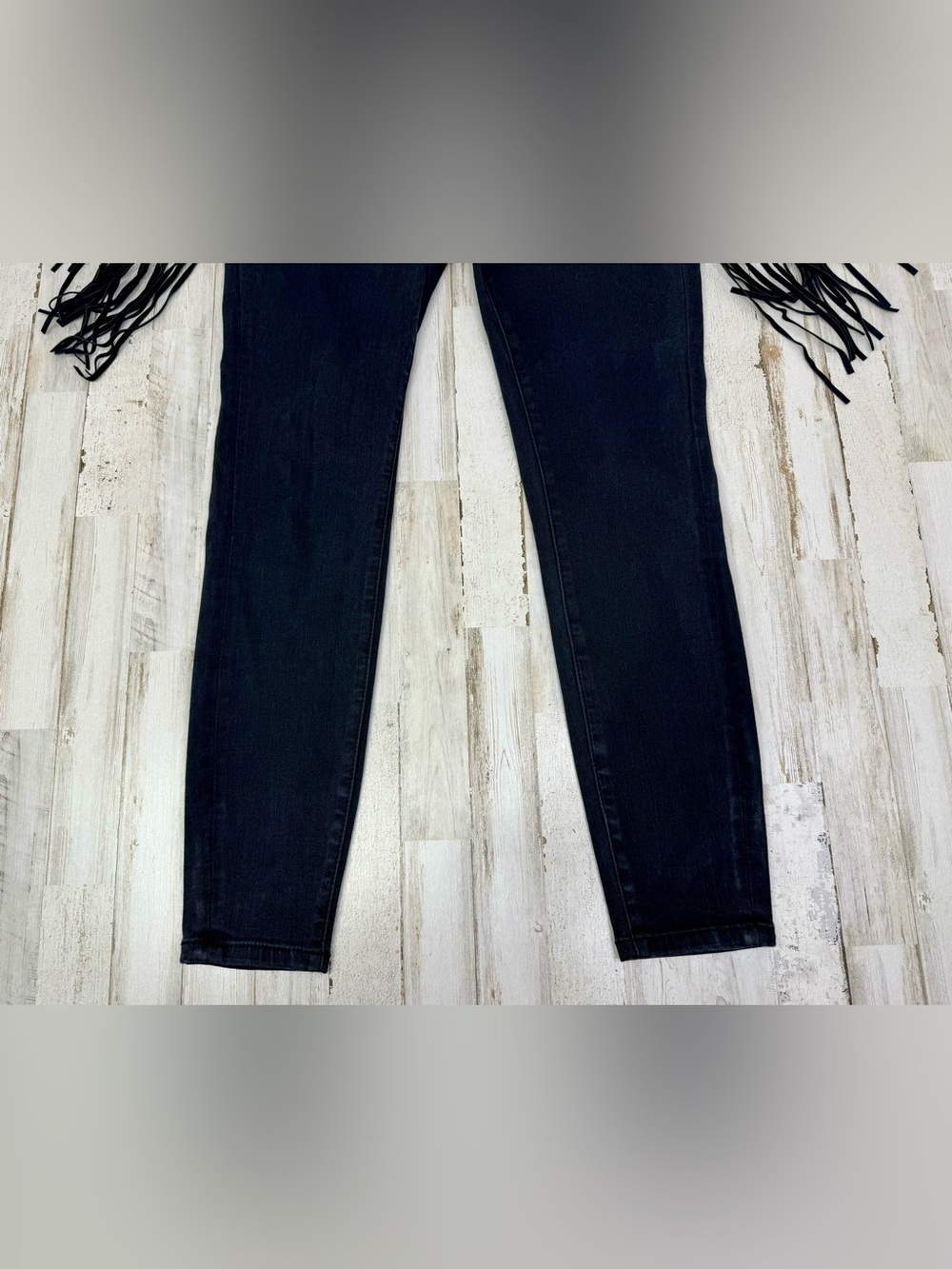Judy Blue Jeans Womens 11/30 Black Mid Rise Skinny Fit Western Fringe - Picture 3 of 12